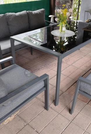 Metalowy zestaw mebli na taras dla 8 osób Sodor Grande - Dark Grey