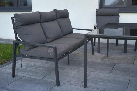 Metalowy zestaw mebli na taras dla 8 osób wysokie oparcie Doros Grande - Dark Grey