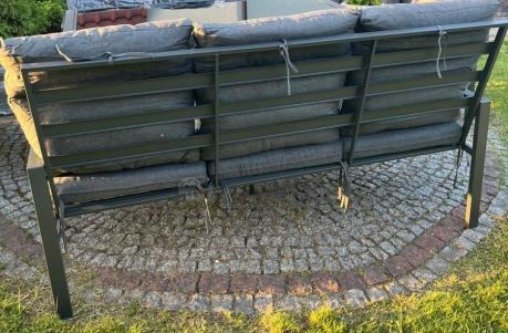 Metalowy zestaw mebli na taras dla 8 osób wysokie oparcie Doros Grande - Dark Grey