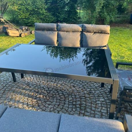 Metalowy zestaw mebli na taras dla 8 osób wysokie oparcie Doros Grande - Dark Grey