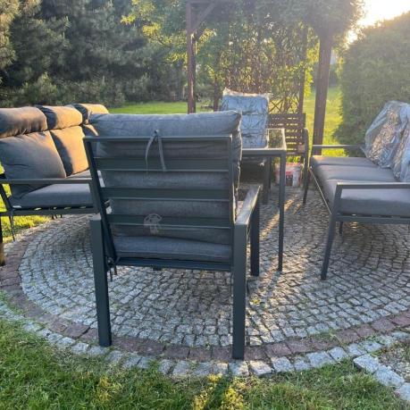 Metalowy zestaw mebli na taras dla 8 osób wysokie oparcie Doros Grande - Dark Grey