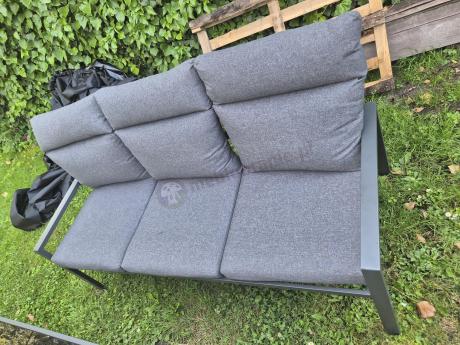 Metalowy zestaw mebli na taras dla 8 osób wysokie oparcie Doros Grande - Dark Grey