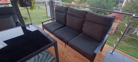Metalowy zestaw mebli na taras dla 8 osób wysokie oparcie Doros Grande - Dark Grey