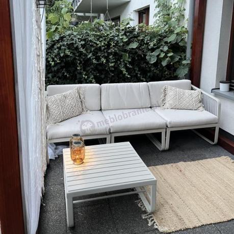 Modułowa jasno szara nowoczesna sofa na taras Nort
