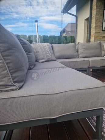 Modułowe meble narożne ogrodowe z wysokim stołem i dwoma fotelami Trapeno 6 modułów