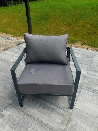 Modułowe meble narożne ogrodowe z wysokim stołem i dwoma fotelami Trapeno 6 modułów