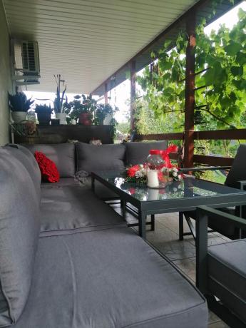 Modułowe meble narożne ogrodowe z wysokim stołem i dwoma fotelami Trapeno 6 modułów