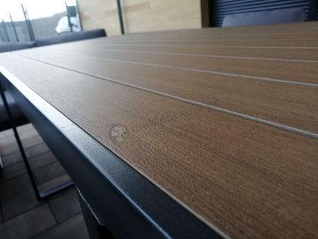 Modułowe meble obiadowe z narożnikiem z ławą i dwoma fotelami Panaon Grey Teak