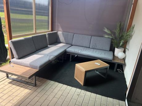 Modułowe meble ogrodowe metalowe z uniwersalnym stolikiem Norven XL - Antracite