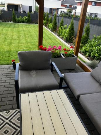 Modułowe meble tarasowe z ławą i dwoma fotelami Panaon GG