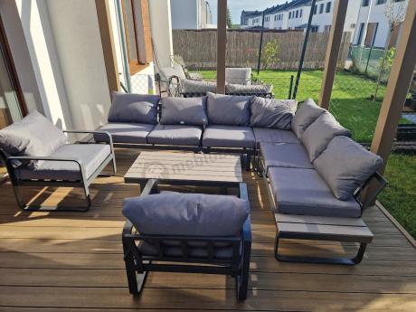 Modułowe meble tarasowe z ławą i dwoma fotelami Panaon GG