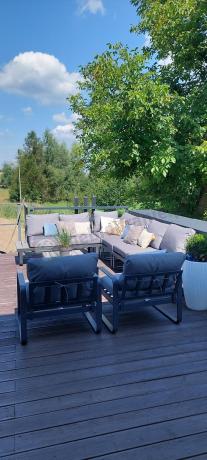 Modułowe meble tarasowe z ławą i dwoma fotelami Panaon GG