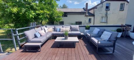 Modułowe meble tarasowe z ławą i dwoma fotelami Panaon GG