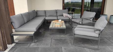 Modułowe meble tarasowe z ławą i dwoma fotelami Panaon GG