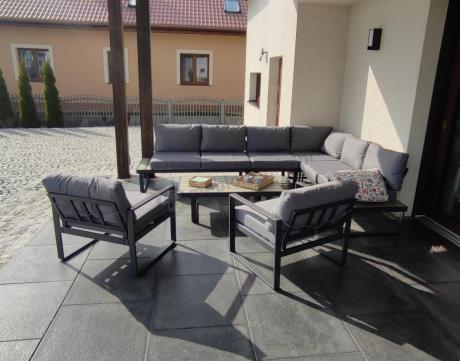 Modułowe meble tarasowe z ławą i dwoma fotelami Panaon GG