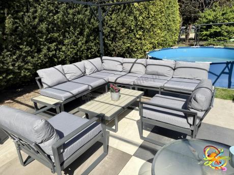 Modułowe meble tarasowe z ławą i dwoma fotelami Panaon GG