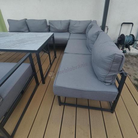 Modułowe narożne meble ogrodowe ze stołem 160 cm i dwoma fotelami Trapeno 6 modułów
