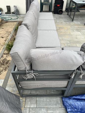 Modułowe narożne meble ogrodowe ze stołem 160 cm i dwoma fotelami Trapeno 6 modułów