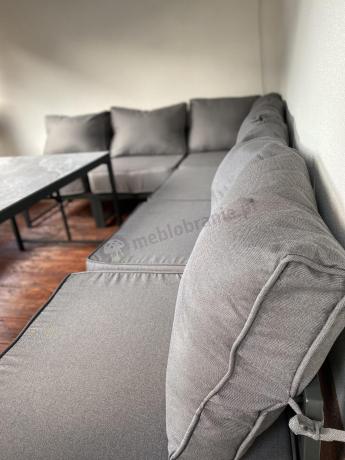 Modułowe narożne meble ogrodowe ze stołem 160 cm i dwoma fotelami Trapeno 6 modułów