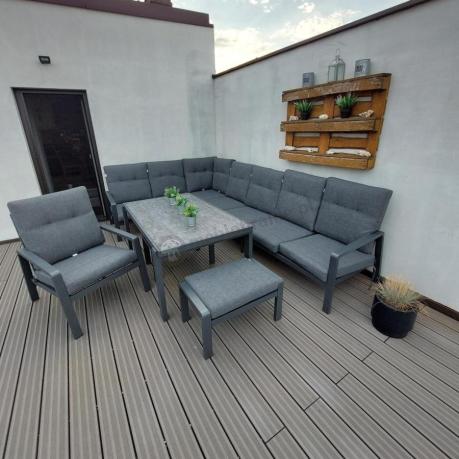 Modułowy duży narożnik ogrodowy z fotelem Tavaro Corner XL Antracite