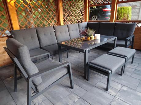 Modułowy duży narożnik ogrodowy z fotelem Tavaro Corner XL Antracite