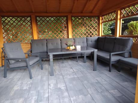 Modułowy duży narożnik ogrodowy z fotelem Tavaro Corner XL Antracite