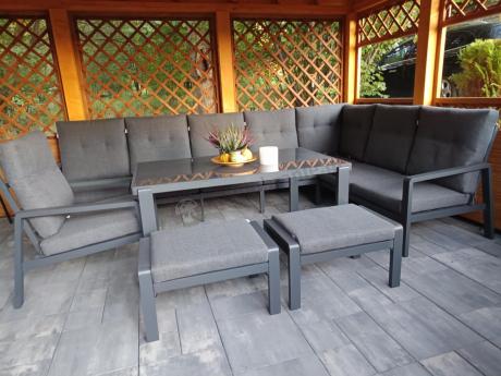 Modułowy duży narożnik ogrodowy z fotelem Tavaro Corner XL Antracite