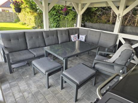 Modułowy duży narożnik ogrodowy z fotelem Tavaro Corner XL Antracite