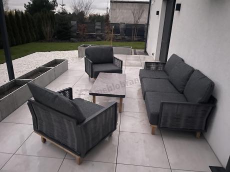 Modułowy komplet mebli na taras z drewnianymi nóżkami - Mona - Dark Grey