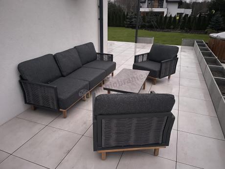 Modułowy komplet mebli na taras z drewnianymi nóżkami - Mona - Dark Grey