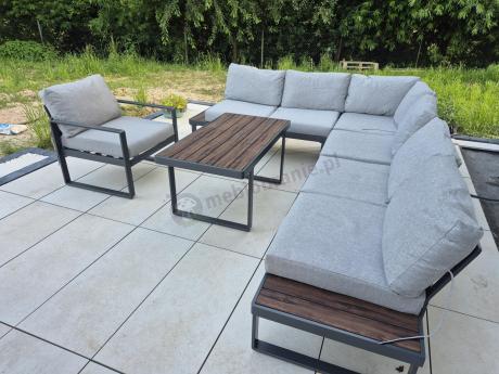 Modułowy narożnik ogrodowy 280x220cm z ławą i fotelem Panaon LG