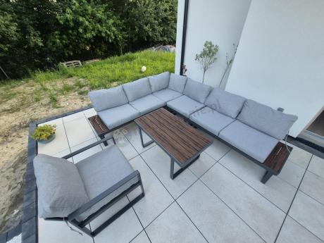 Modułowy narożnik ogrodowy 280x220cm z ławą i fotelem Panaon LG