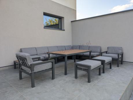 Modułowy narożnik ogrodowy z fotelami i pufami - Calamba Corner XXL - Grey