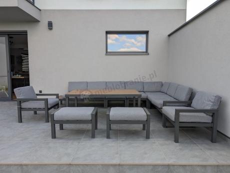 Modułowy narożnik ogrodowy z fotelami i pufami - Calamba Corner XXL - Grey