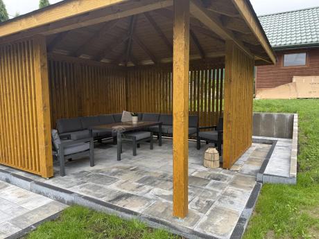 Modułowy narożnik ogrodowy z fotelami i pufami - Calamba Corner XXL - Grey