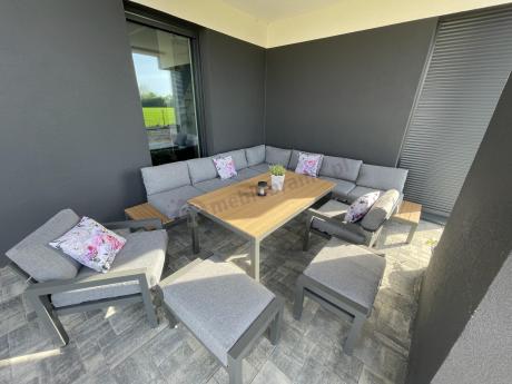 Modułowy narożnik ogrodowy z fotelami i pufami - Calamba Corner XXL - Grey