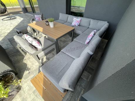 Modułowy narożnik ogrodowy z fotelami i pufami - Calamba Corner XXL - Grey