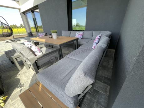 Modułowy narożnik ogrodowy z fotelami i pufami - Calamba Corner XXL - Grey