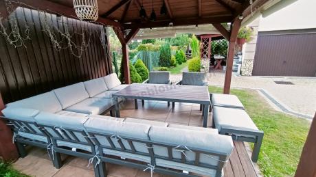 Modułowy narożnik ogrodowy z fotelami i pufami - Calamba Corner XXL - Light Grey