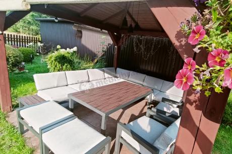 Modułowy narożnik ogrodowy z fotelami i pufami - Calamba Corner XXL - Light Grey