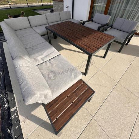 Modułowy narożnik ogrodowy z fotelami i pufami - Calamba Corner XXL - Light Grey