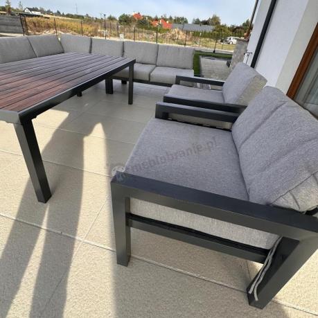 Modułowy narożnik ogrodowy z fotelami i pufami - Calamba Corner XXL - Light Grey