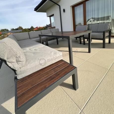 Modułowy narożnik ogrodowy z fotelami i pufami - Calamba Corner XXL - Light Grey