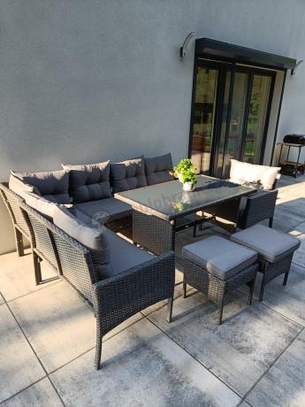 Narożne meble ogrodowe z fotelem technorattan Perata Corner – Anthracite