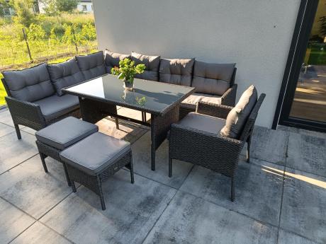 Narożne meble ogrodowe z fotelem technorattan Perata Corner – Anthracite