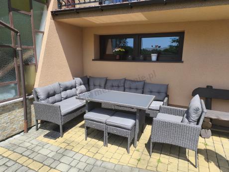 Narożne meble ogrodowe z fotelem technorattan Perata Corner – Anthracite