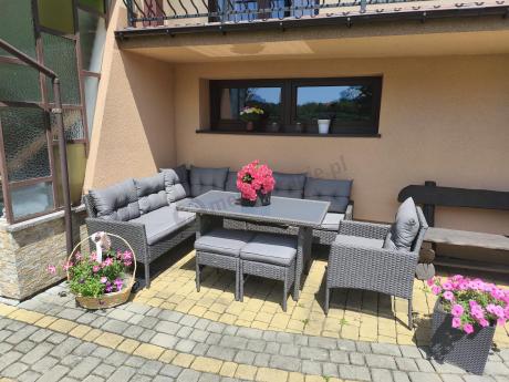 Narożne meble ogrodowe z fotelem technorattan Perata Corner – Anthracite