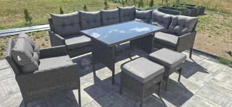 Narożne meble ogrodowe z fotelem technorattan Perata Corner – Anthracite