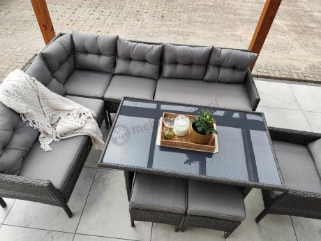 Narożne meble ogrodowe z fotelem technorattan Perata Corner – Anthracite