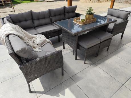 Narożne meble ogrodowe z fotelem technorattan Perata Corner – Anthracite